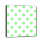 Polka Dots - Light Green on White Mini Canvas 6  x 6  (Stretched)