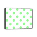 Polka Dots - Light Green on White Mini Canvas 7  x 5  (Stretched)