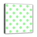 Polka Dots - Light Green on White Mini Canvas 8  x 8  (Stretched)