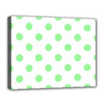 Polka Dots - Light Green on White Canvas 14  x 11  (Stretched)