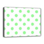Polka Dots - Light Green on White Canvas 16  x 12  (Stretched)