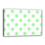 Polka Dots - Light Green on White Canvas 18  x 12  (Stretched)