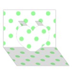 Polka Dots - Light Green on White Heart 3D Greeting Card (7x5)