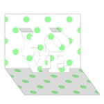 Polka Dots - Light Green on White LOVE 3D Greeting Card (7x5)