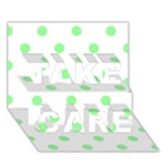 Polka Dots - Light Green on White TAKE CARE 3D Greeting Card (7x5)
