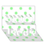 Polka Dots - Light Green on White You Rock 3D Greeting Card (7x5)