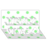 Polka Dots - Light Green on White Merry Xmas 3D Greeting Card (8x4)