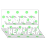 Polka Dots - Light Green on White Happy New Year 3D Greeting Card (8x4)