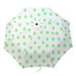 Polka Dots - Light Green on White Folding Umbrella