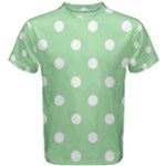 Polka Dots - White on Celadon Green Men s Cotton Tee