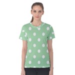 Polka Dots - White on Celadon Green Women s Cotton Tee