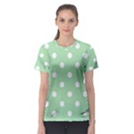 Polka Dots - White on Celadon Green Women s Sport Mesh Tee