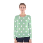 Polka Dots - White on Celadon Green Women s Long Sleeve T-shirt