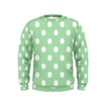 Polka Dots - White on Celadon Green Kid s Sweatshirt