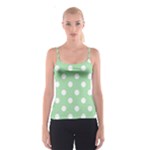 Polka Dots - White on Celadon Green Spaghetti Strap Top