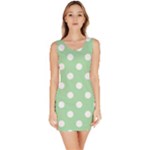 Polka Dots - White on Celadon Green Bodycon Dress