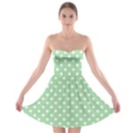 Polka Dots - White on Celadon Green Strapless Bra Top Dress
