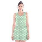 Polka Dots - White on Celadon Green Scoop Neck Skater Dress