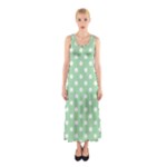 Polka Dots - White on Celadon Green Full Print Maxi Dress