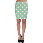 Polka Dots - White on Celadon Green Bodycon Skirt