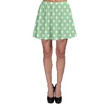 Polka Dots - White on Celadon Green Skater Skirt