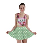 Polka Dots - White on Celadon Green Mini Skirt