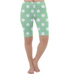 Polka Dots - White on Celadon Green Cropped Leggings