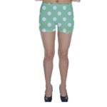Polka Dots - White on Celadon Green Skinny Shorts