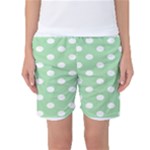 Polka Dots - White on Celadon Green Women s Basketball Shorts