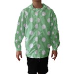 Polka Dots - White on Celadon Green Hooded Wind Breaker (Kids)