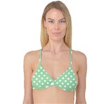Polka Dots - White on Celadon Green Reversible Tri Bikini Top