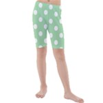 Polka Dots - White on Celadon Green Kid s Mid Length Swim Shorts
