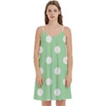 Polka Dots - White on Celadon Green Women s Reversible Sports Bra with Border