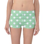 Polka Dots - White on Celadon Green Boyleg Bikini Bottoms
