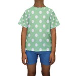 Polka Dots - White on Celadon Green Kid s Short Sleeve Swimwear