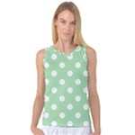 Polka Dots - White on Celadon Green Women s Basketball Tank Top