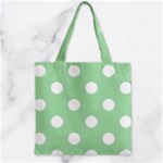 Polka Dots - White on Celadon Green Zipper Grocery Tote Bag