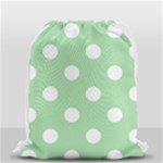 Polka Dots - White on Celadon Green Drawstring Bag (Small)