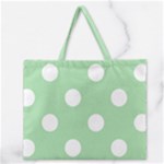 Polka Dots - White on Celadon Green Zipper Large Tote Bag
