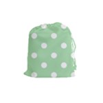 Polka Dots - White on Celadon Green Drawstring Pouch (M)