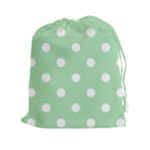 Polka Dots - White on Celadon Green Drawstring Pouch (XXl)