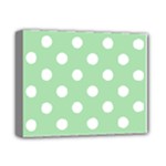 Polka Dots - White on Celadon Green Deluxe Canvas 14  x 11  (Stretched)