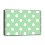 Polka Dots - White on Celadon Green Deluxe Canvas 18  x 12  (Stretched)