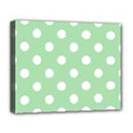 Polka Dots - White on Celadon Green Deluxe Canvas 20  x 16  (Stretched)