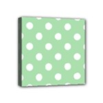 Polka Dots - White on Celadon Green Mini Canvas 4  x 4  (Stretched)