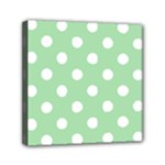 Polka Dots - White on Celadon Green Mini Canvas 6  x 6  (Stretched)