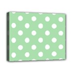 Polka Dots - White on Celadon Green Canvas 10  x 8  (Stretched)