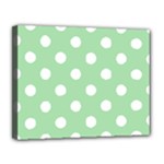 Polka Dots - White on Celadon Green Canvas 14  x 11  (Stretched)