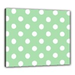 Polka Dots - White on Celadon Green Canvas 24  x 20  (Stretched)