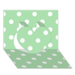 Polka Dots - White on Celadon Green Heart 3D Greeting Card (7x5)